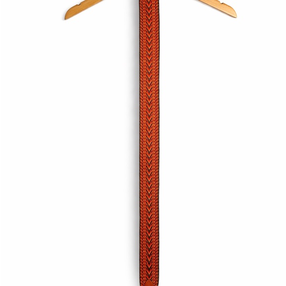 Accessories - Adjustable Woven Bag Strap – Orange/Pink Chevron – Leather Ends & Gold Hardware